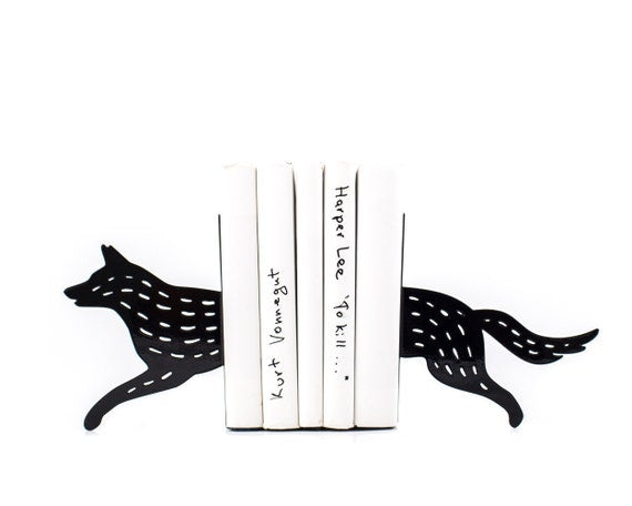 Wolf Metal Bookends