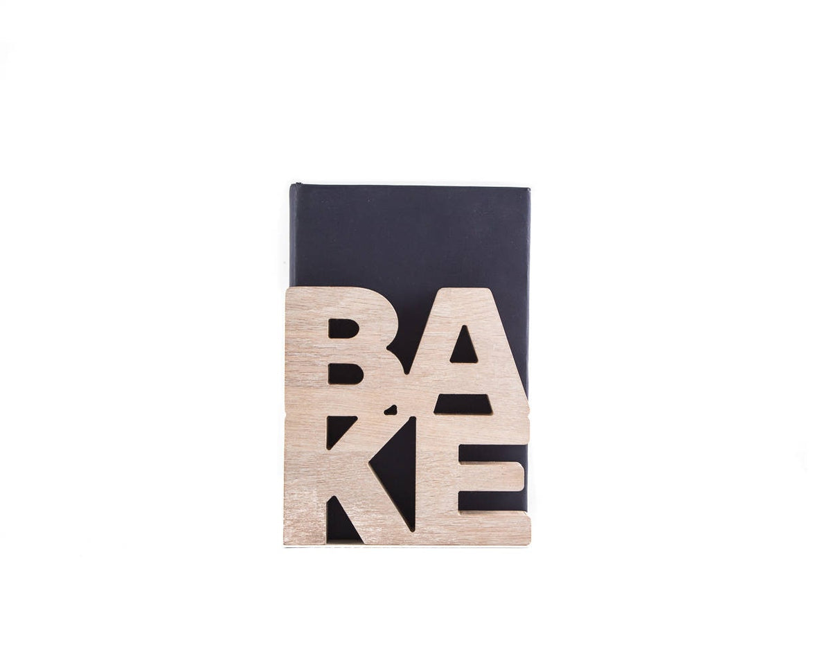 Kitchen wooden bookends "Bake." - Design Atelier Article