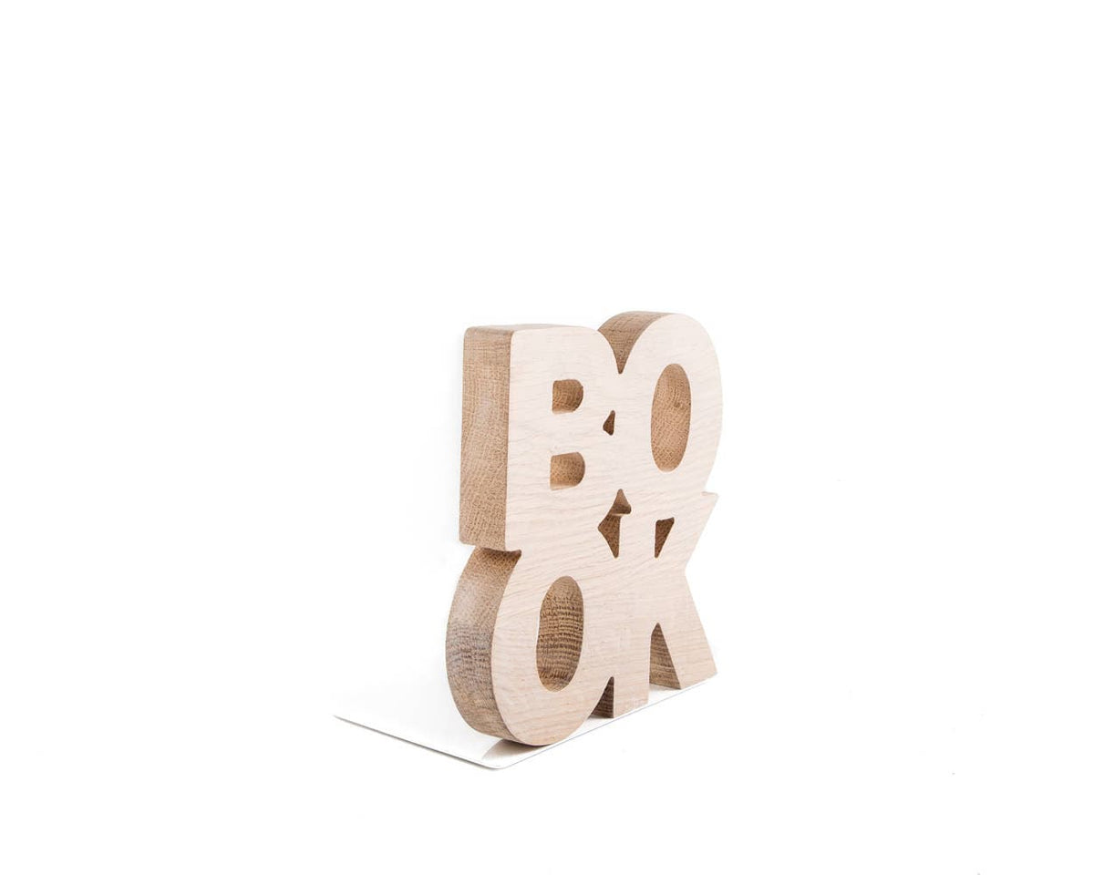 Wooden bookends Book. The word book is cut out of a wooden board - Design Atelier Article