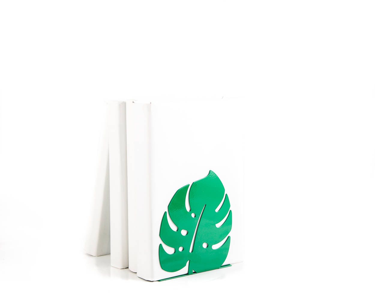Monstera Leaf Metal Bookends – green – laser-cut steel, photo 2