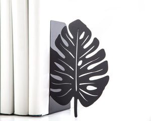 Monstera Leaf Metal Bookends – black – laser-cut steel, photo 3