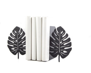 Monstera Leaf Metal Bookends – black – laser-cut steel, photo 4
