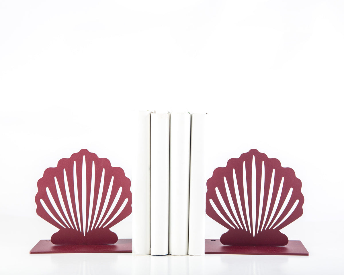 Red shells bookends by Design Atelier Article on Etsy. Designed and made in Cherkasy, Ukraine. Not mass-produced.