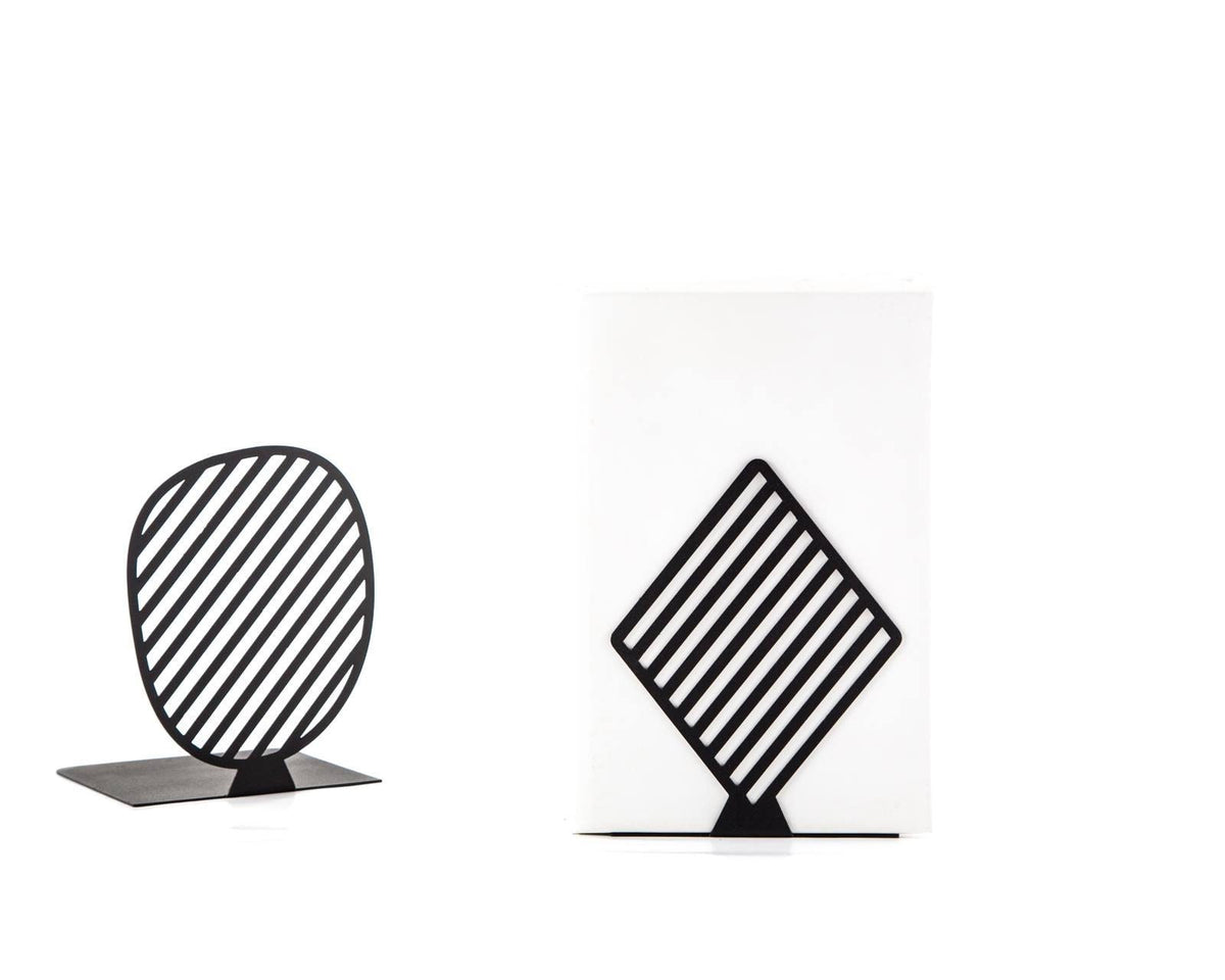 Stripes Limited Bookends: Modern Steel Shelf Decor — view 7