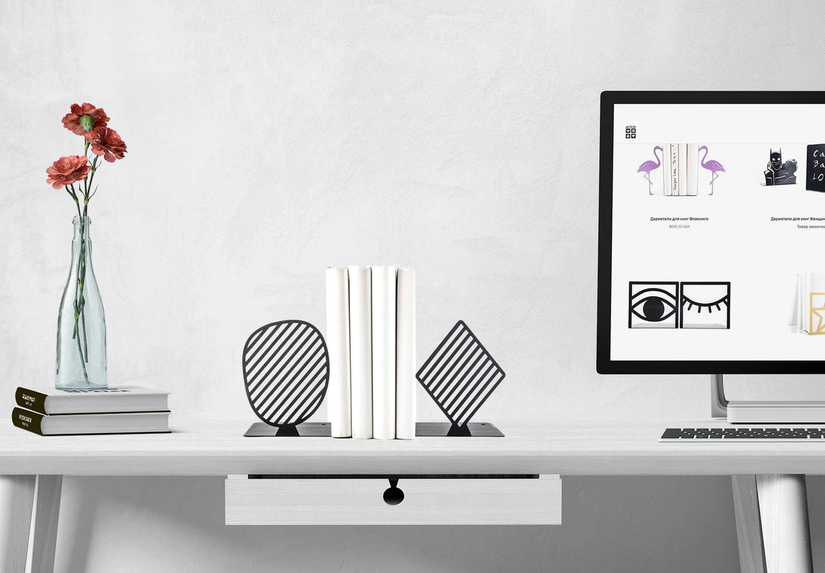 Minimalist Bookends Stripes Limited. Cool metal bookends are designed and made by us in our workshop in Cherkasy, Ukraine. The bookends are not mass manufactured.