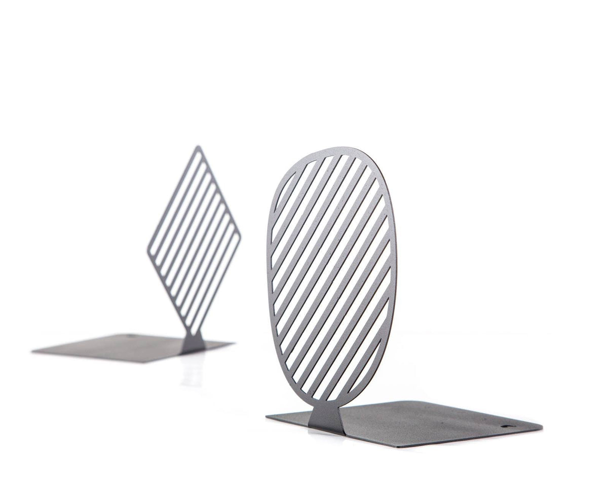 Stripes Limited Bookends: Modern Steel Shelf Decor — view 5