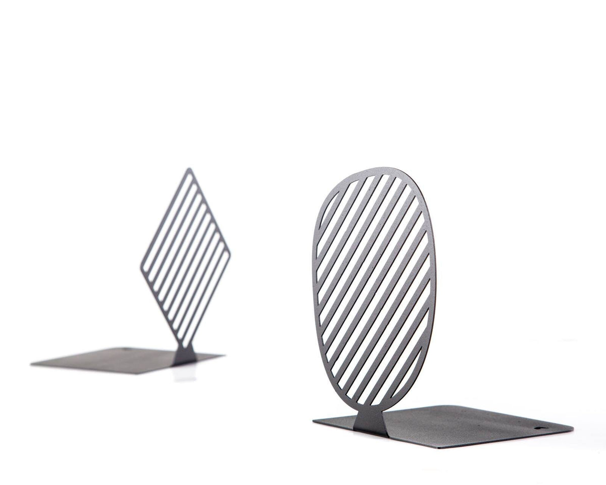 Stripes Limited Bookends: Modern Steel Shelf Decor — view 6
