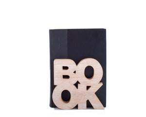 Wooden bookends Book. The word book is cut out of a wooden board - Design Atelier Article