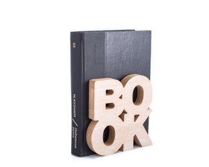 Wooden bookends Book. The word book is cut out of a wooden board - Design Atelier Article