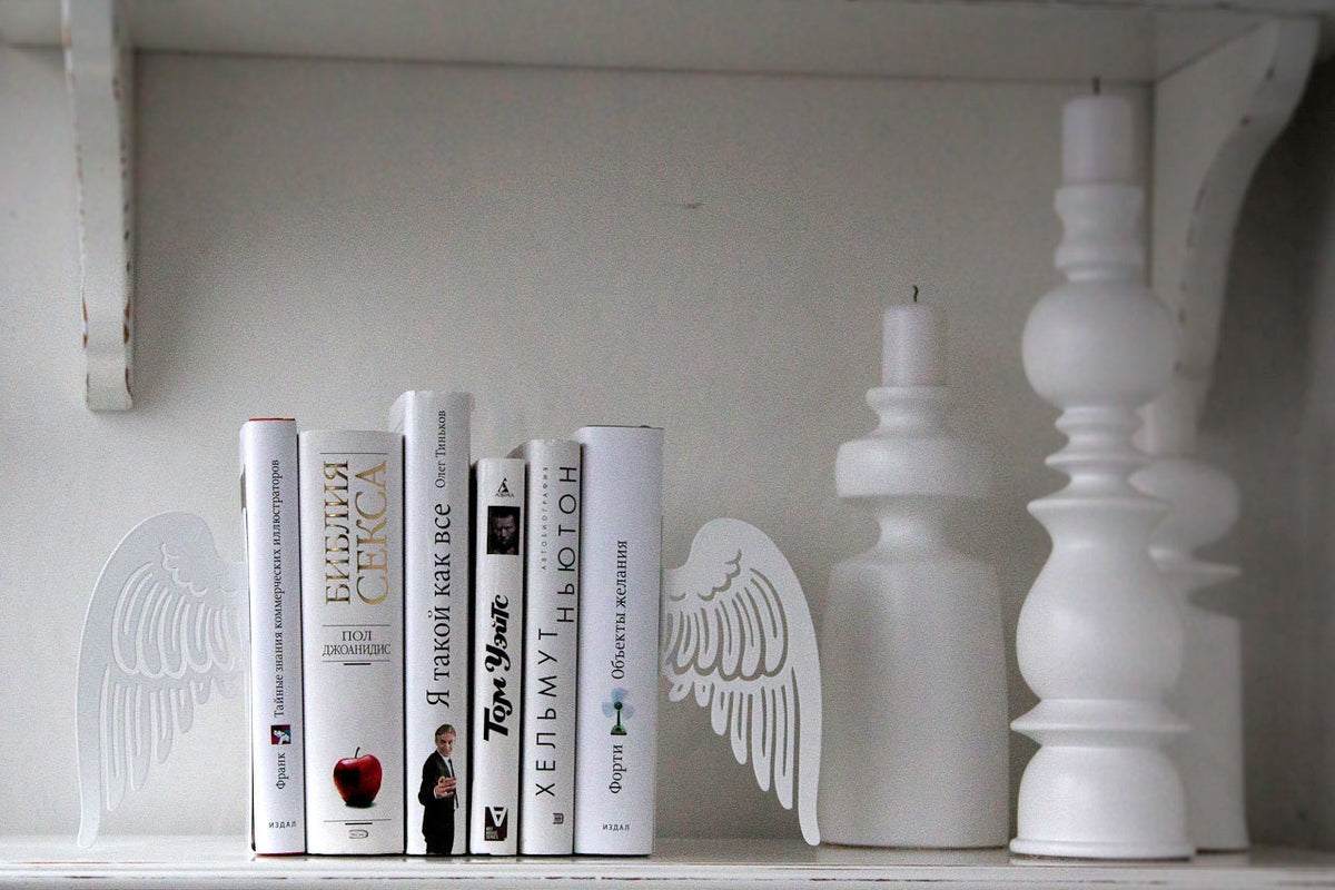 Angel Wings Metal Bookends – laser-cut steel, photo 4