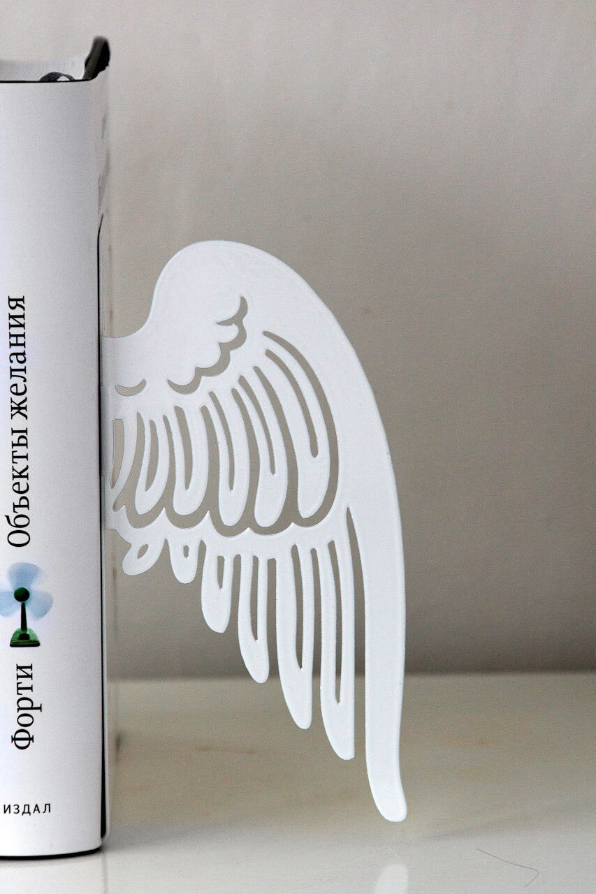 Angel Wings Metal Bookends – laser-cut steel, photo 2