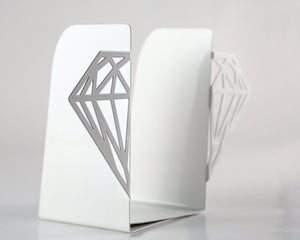 Gold Diamond Metal Bookends – white – laser-cut steel, photo 4