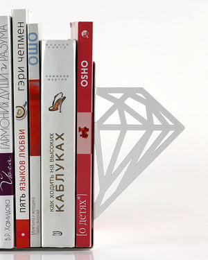 Gold Diamond Metal Bookends – white – laser-cut steel, photo 3