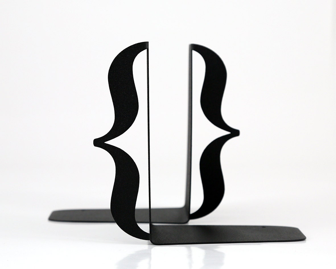 Curly Braces Metal Bookends – black – laser-cut steel, photo 5