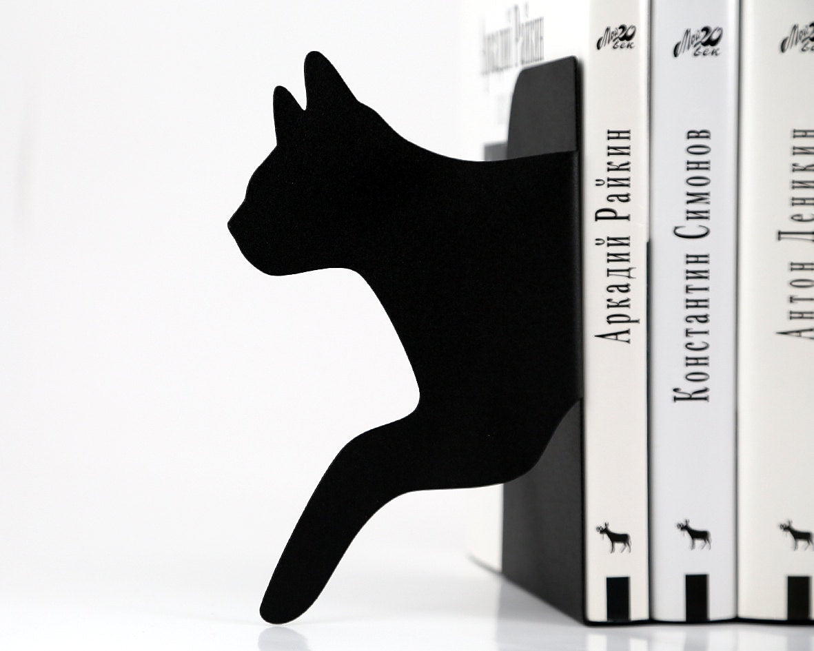 Running Cat Metal Bookends – laser-cut steel, photo 2
