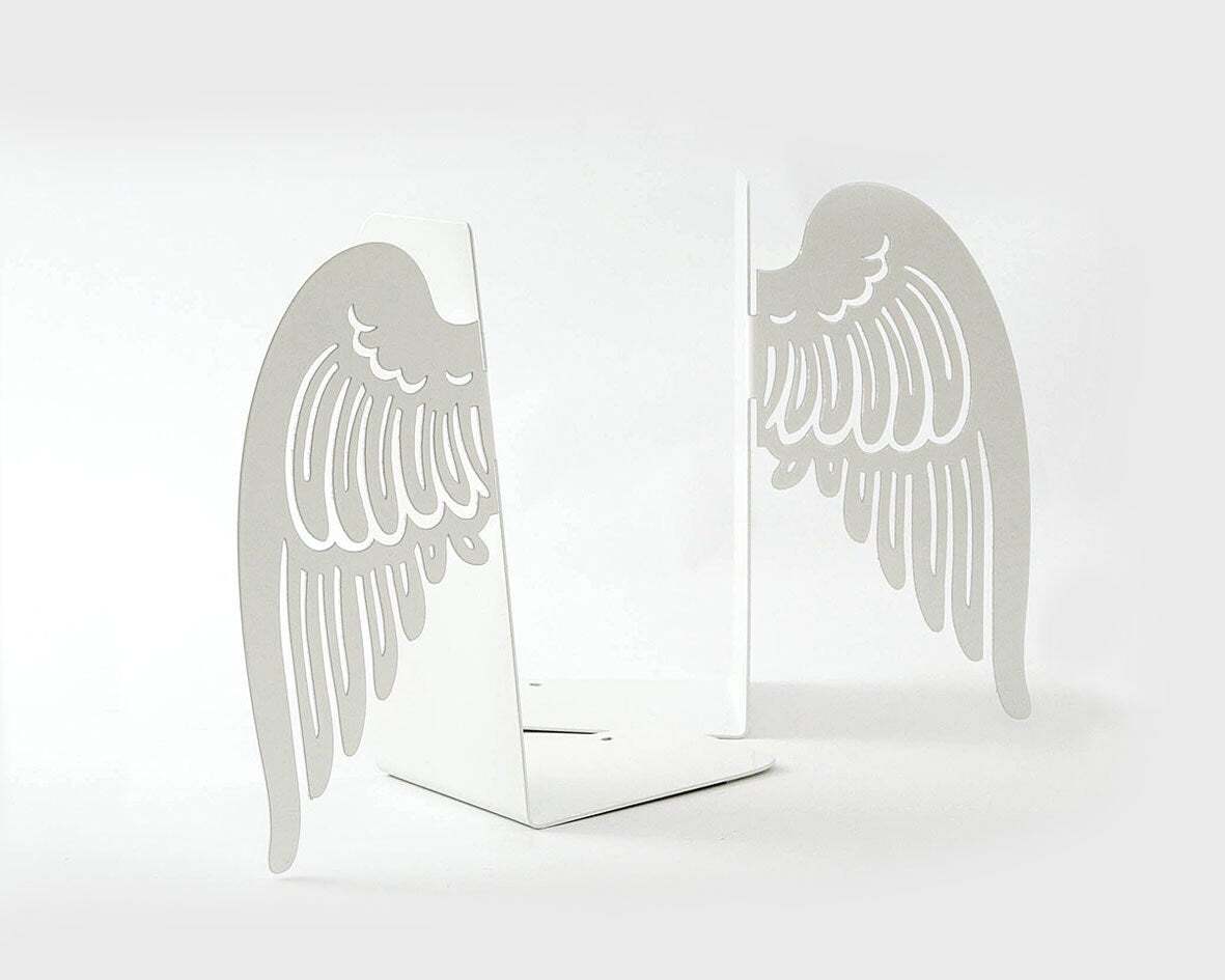 Angel Wings Metal Bookends – laser-cut steel, photo 3