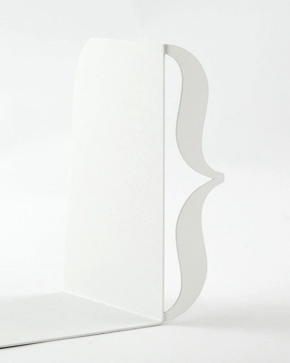 Curly Braces Metal Bookends – white – laser-cut steel, photo 3