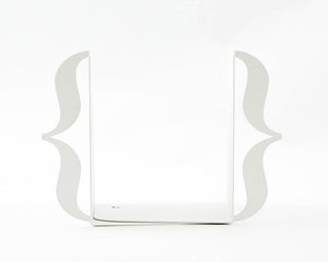 Curly Braces Metal Bookends – white – laser-cut steel, photo 2