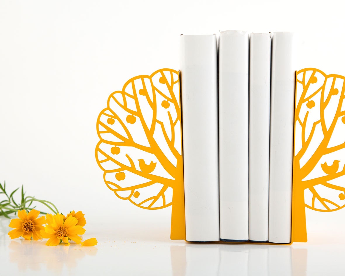Metal Tree Bookends – yellow – laser-cut steel, photo 3