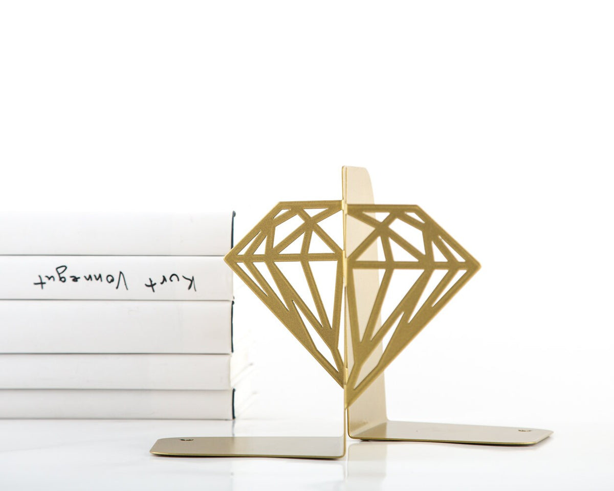 Gold Diamond Metal Bookends – gold – laser-cut steel, photo 3