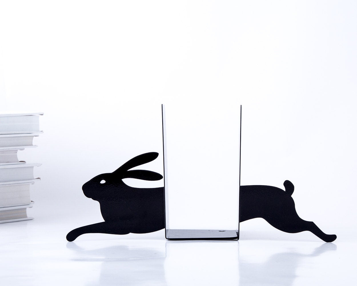 Hare Metal Bookends – black – laser-cut steel, photo 3
