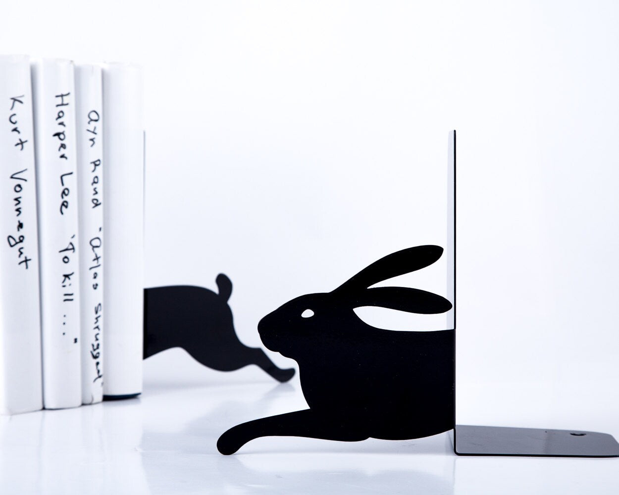 Hare Metal Bookends – black – laser-cut steel, photo 5