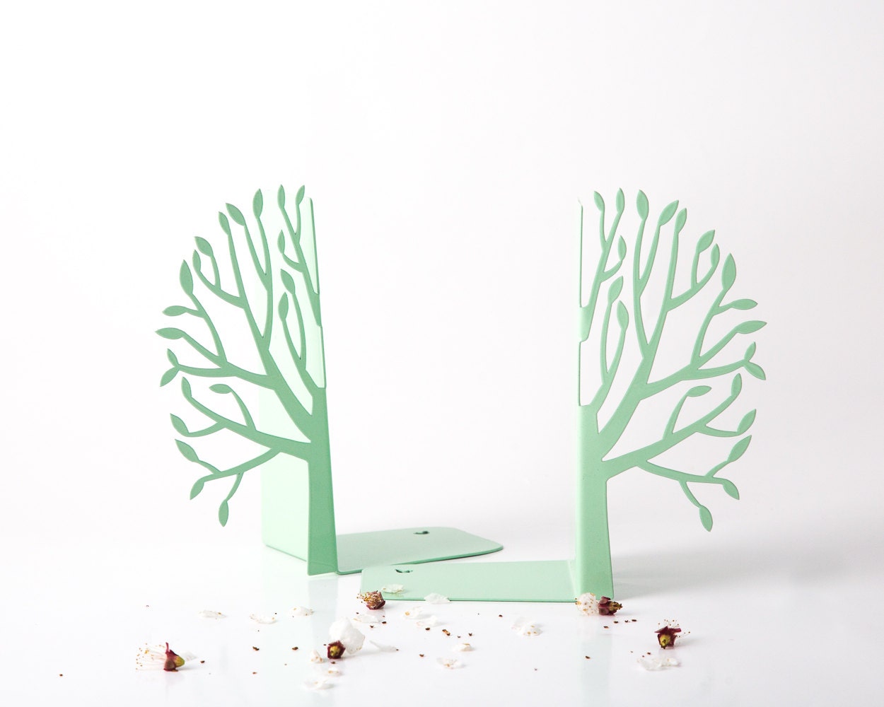 Metal Tree Bookends – mint – laser-cut steel, photo 2