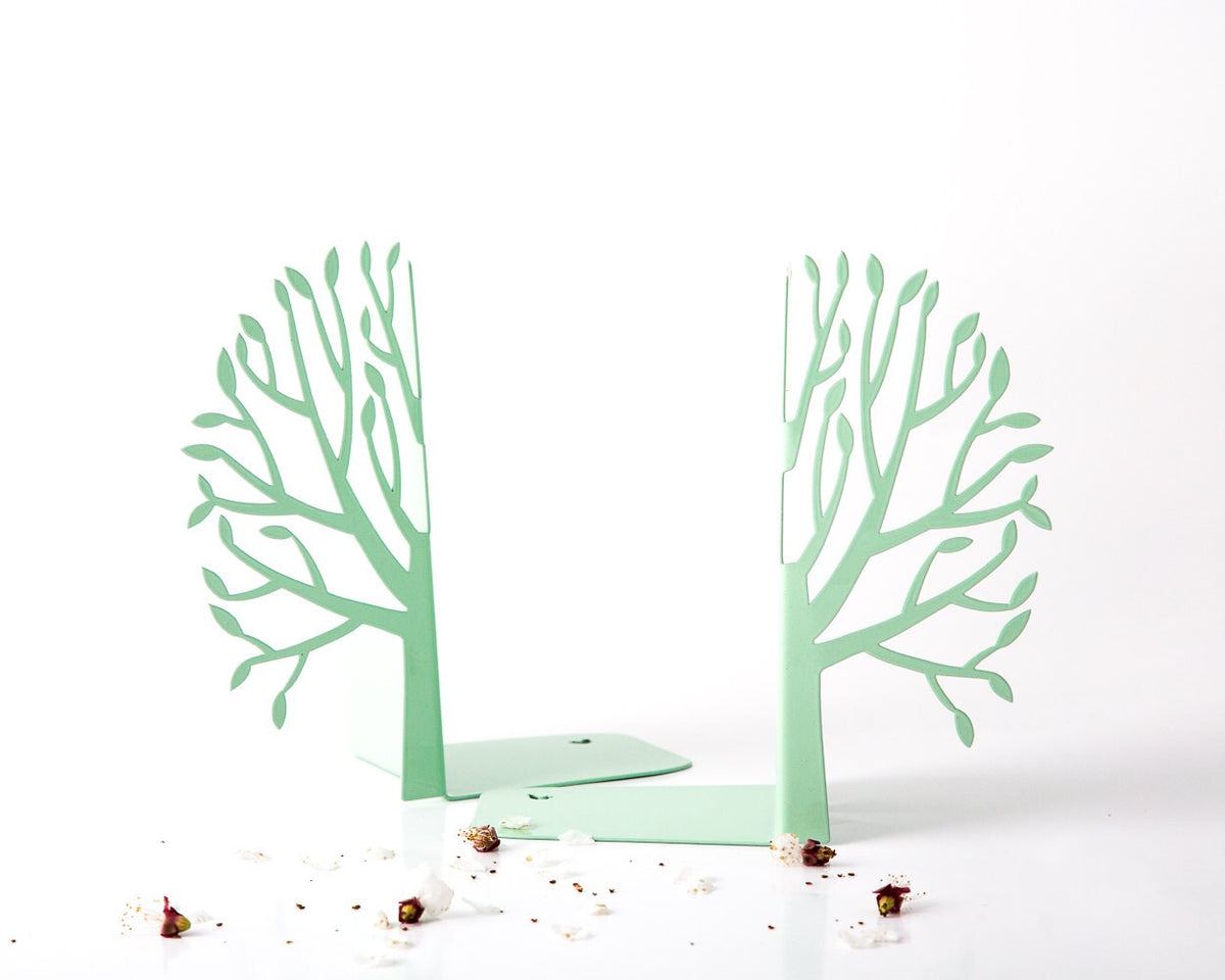 Metal Tree Bookends – mint – laser-cut steel, photo 3