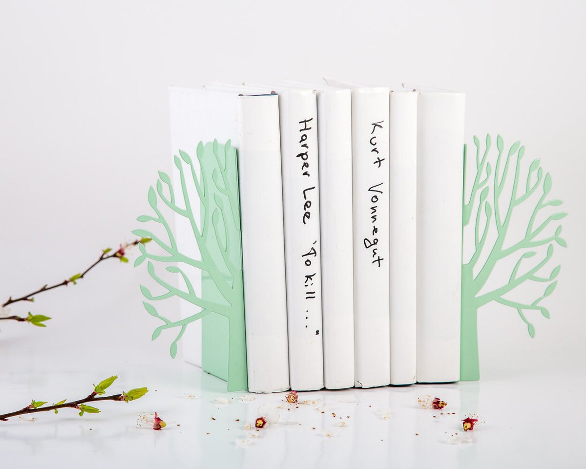 Metal Tree Bookends – mint – laser-cut steel, photo 4