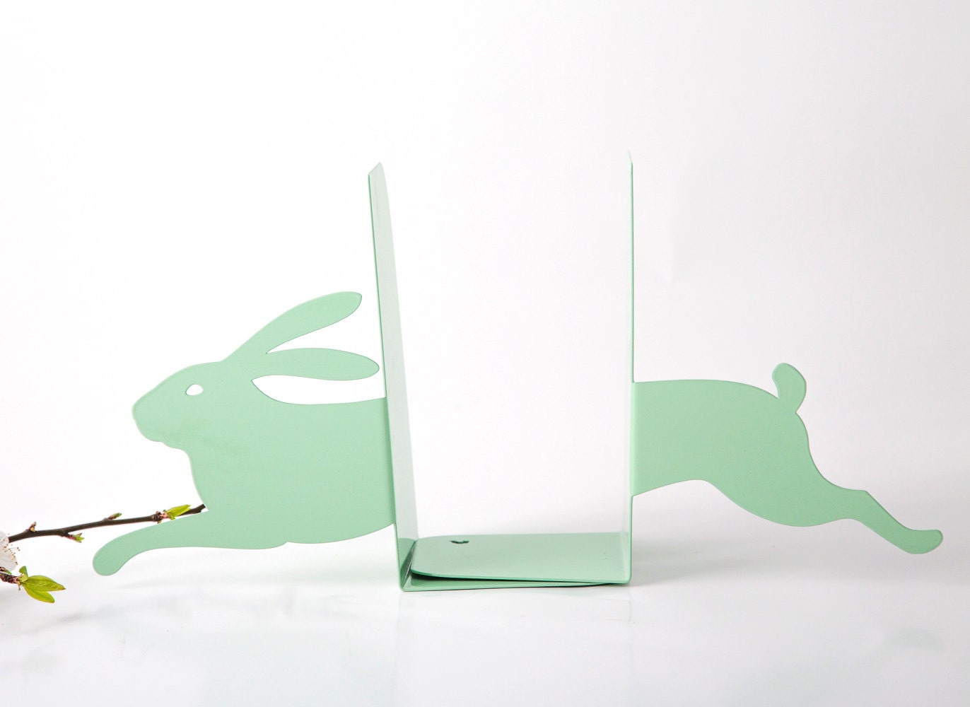 Hare Metal Bookends – mint – laser-cut steel, photo 4