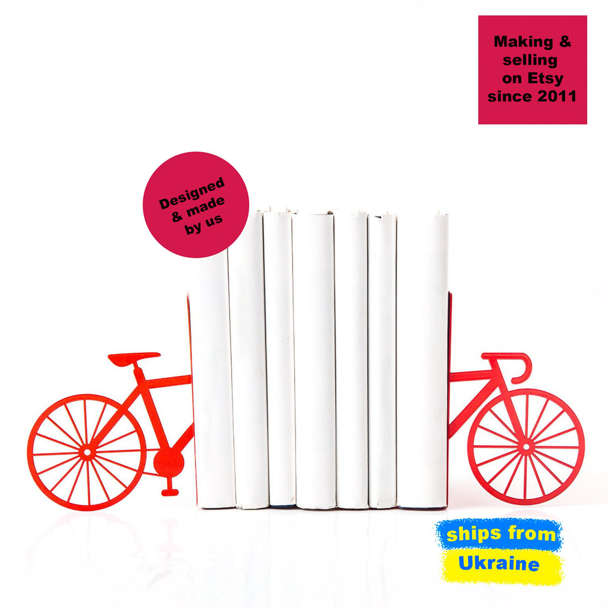 Bike Metal Bookends – black – laser-cut steel, photo 2