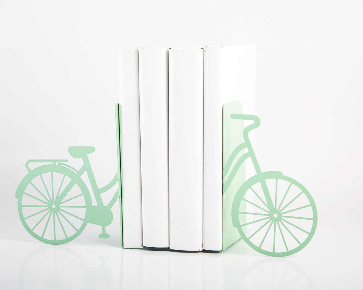 Bike Metal Bookends – mint – laser-cut steel, photo 2