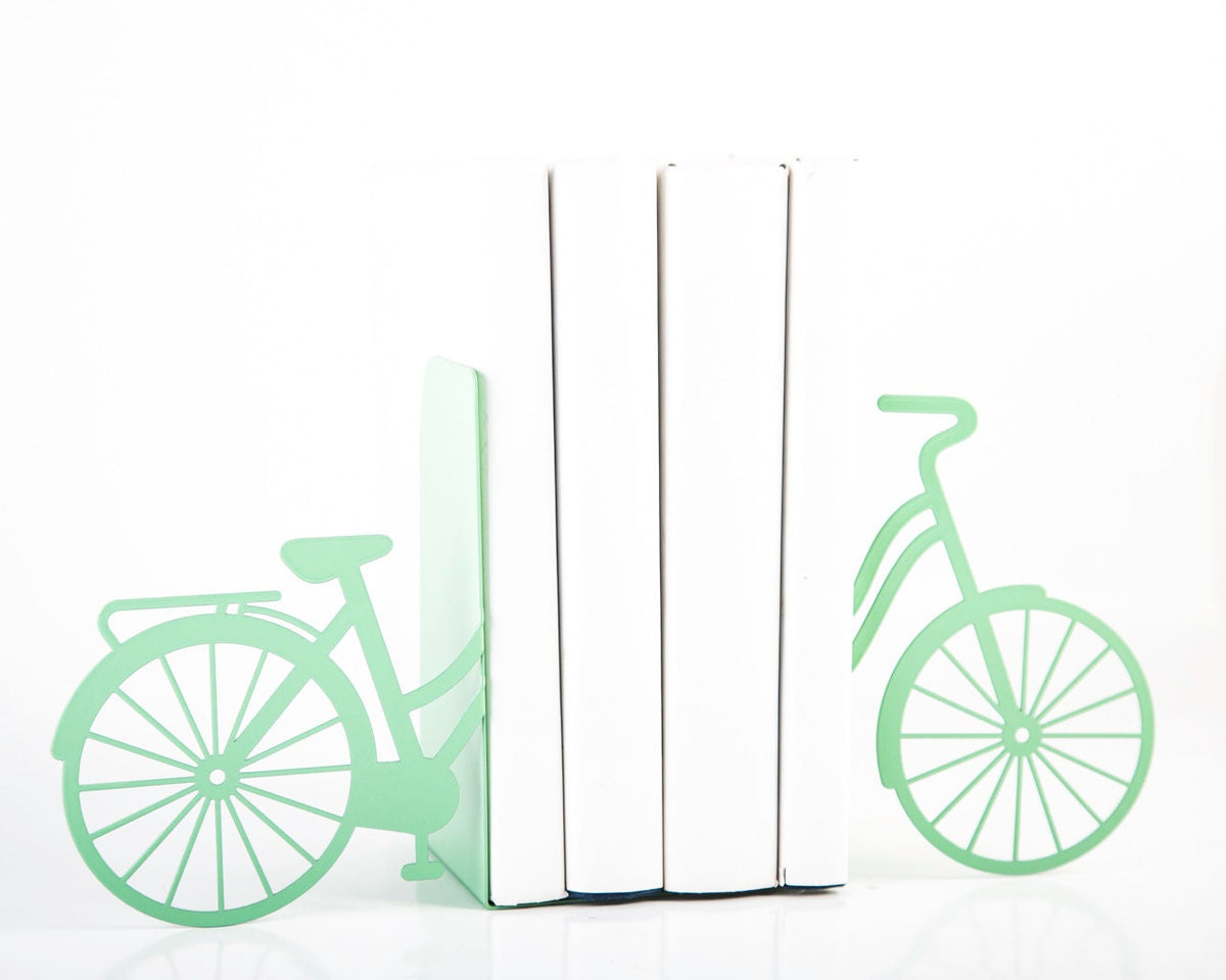 Bike Metal Bookends – mint – laser-cut steel, photo 3