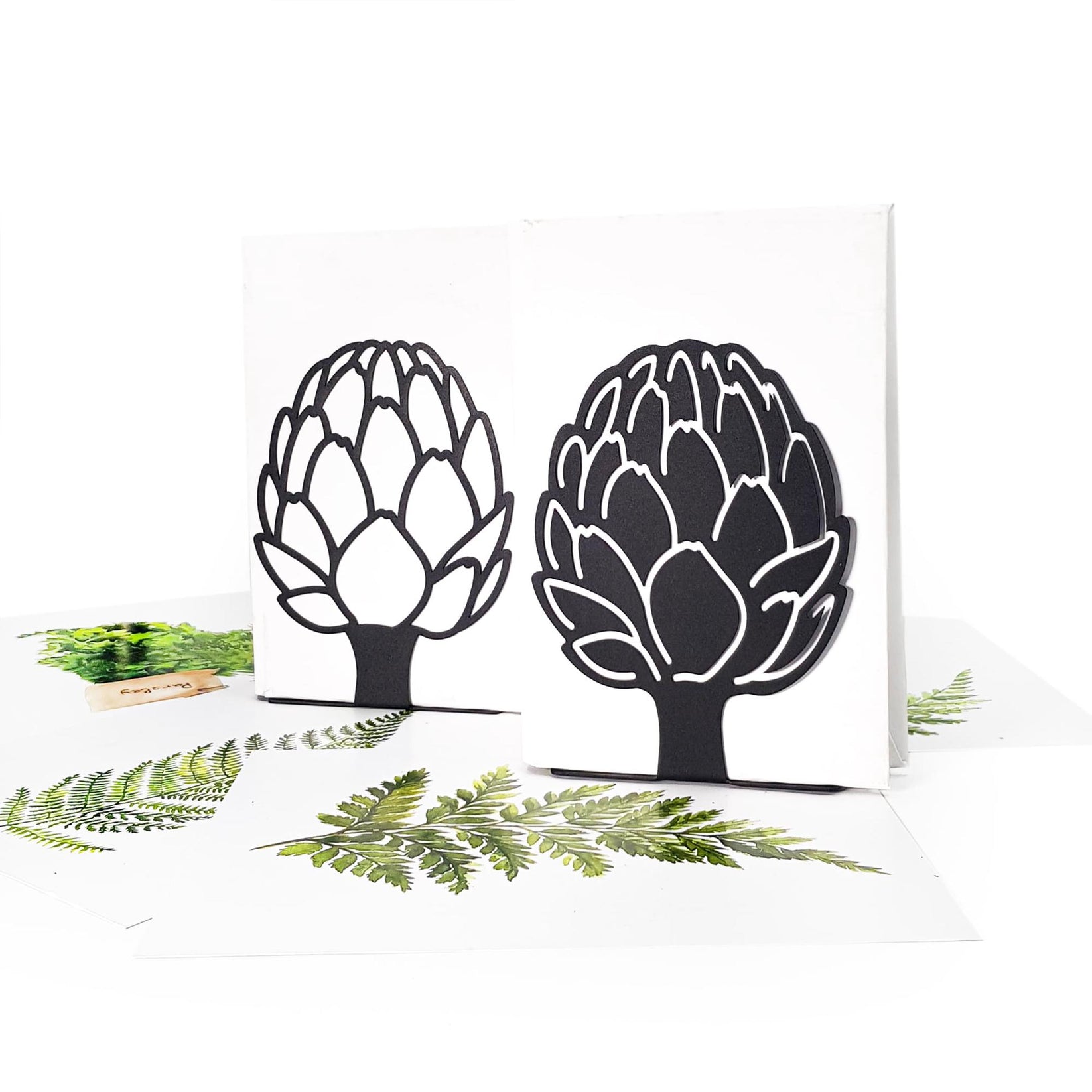Metal Artichoke Bookends – green – laser-cut steel, photo 7