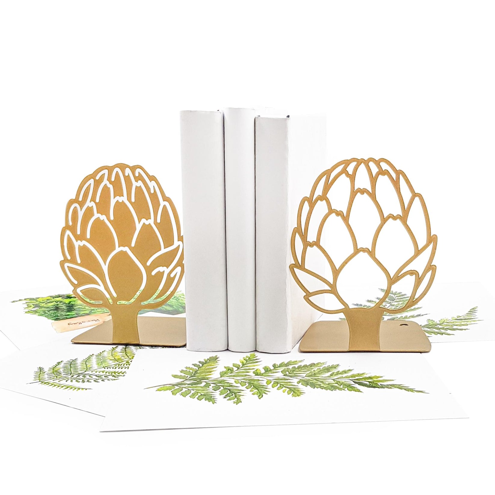 Metal Artichoke Bookends – green – laser-cut steel, photo 9