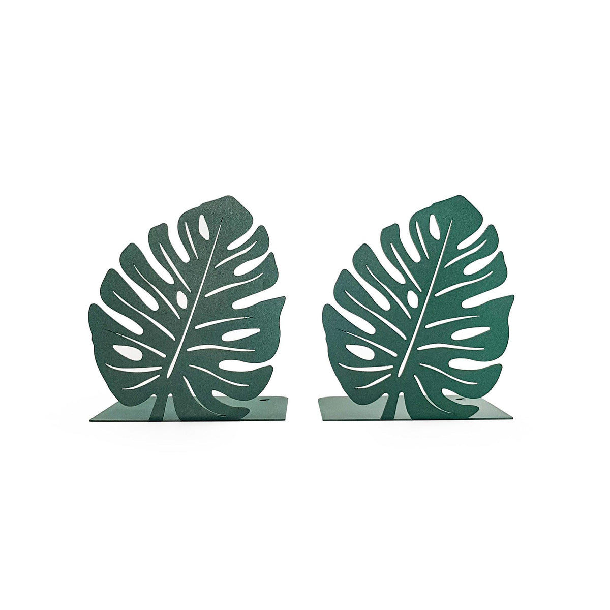Monstera Leaf Metal Bookends – green – laser-cut steel, photo 5