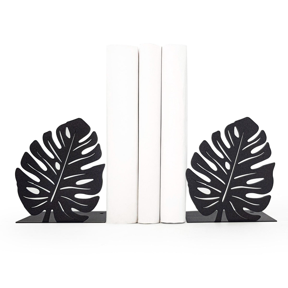 Monstera Leaf Metal Bookends – green – laser-cut steel, photo 2