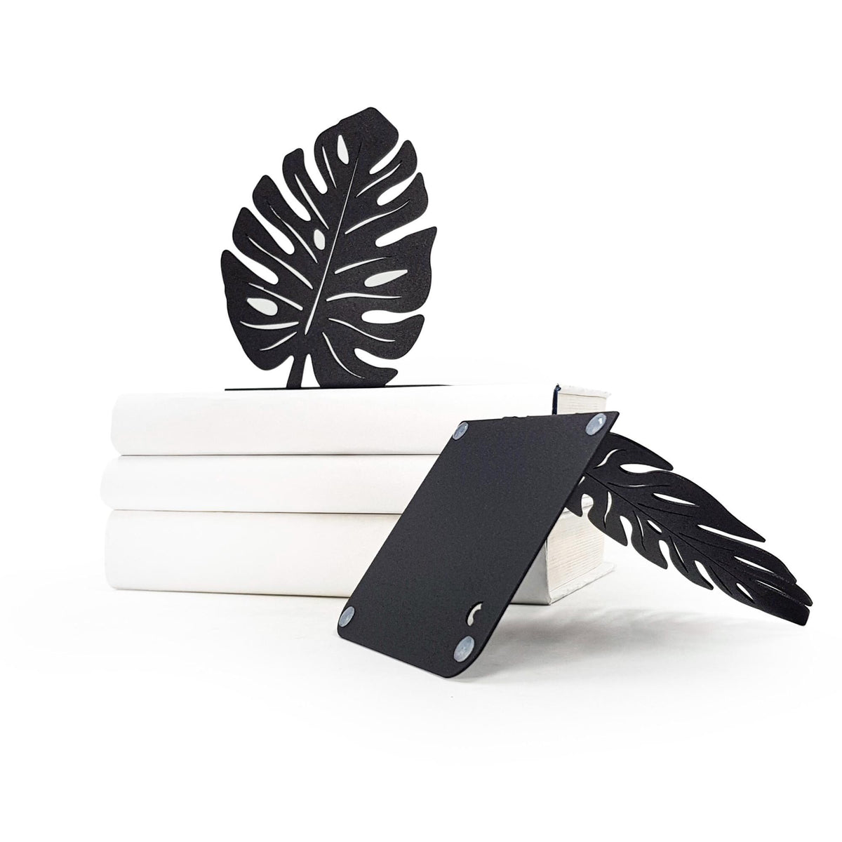 Monstera Leaf Metal Bookends – green – laser-cut steel, photo 8