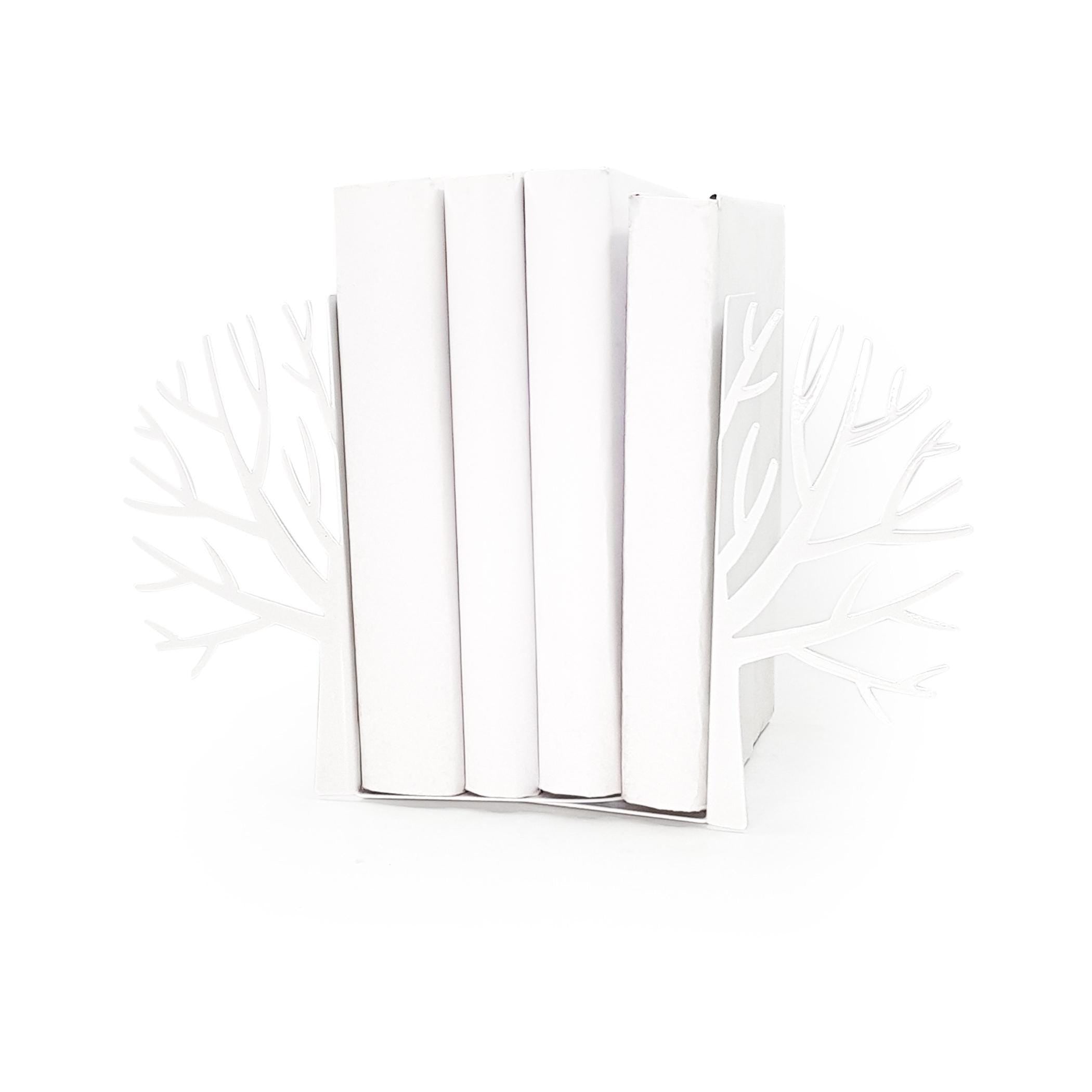 Metal Tree Bookends – white – laser-cut steel, photo 1