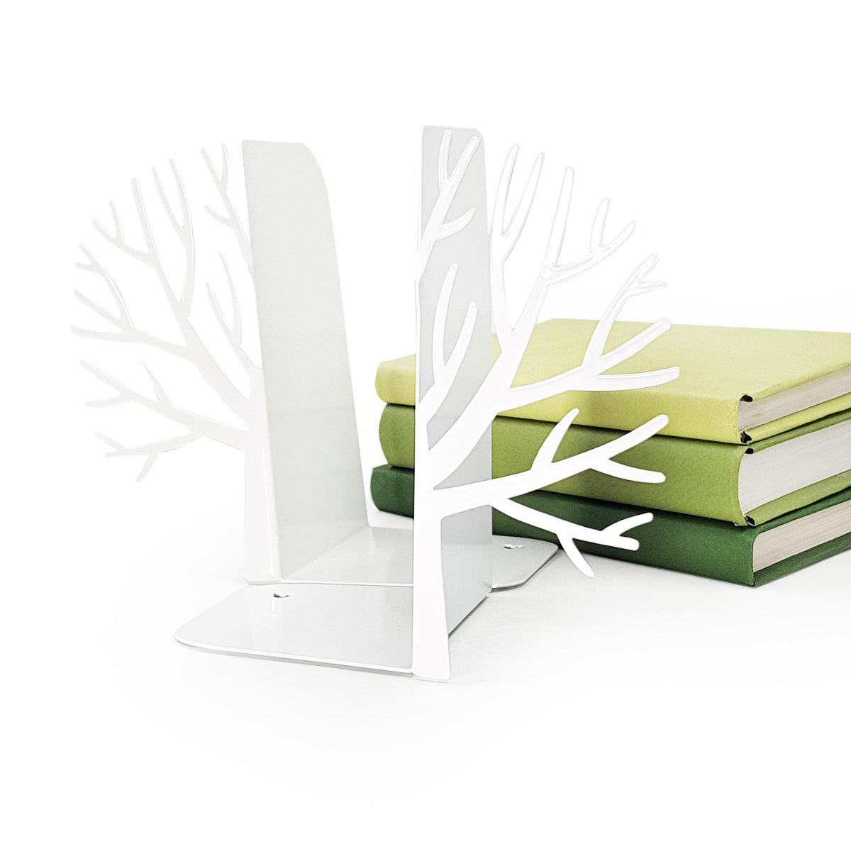 Metal Tree Bookends – white – laser-cut steel, photo 3