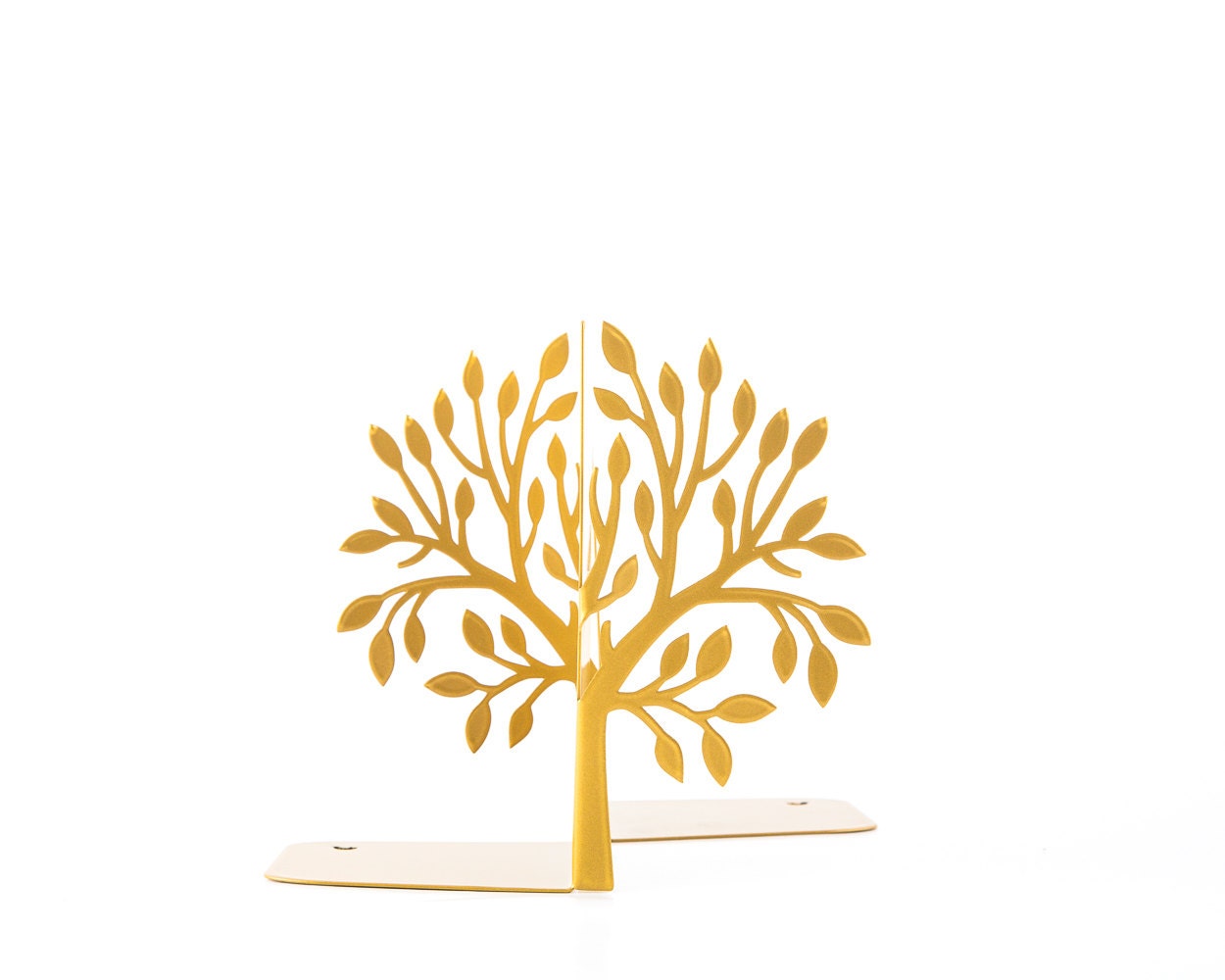 Metal Tree Bookends – golden – laser-cut steel, photo 2