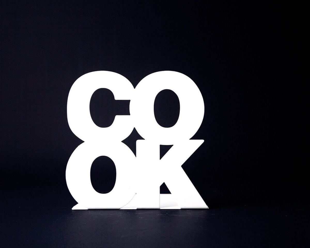 Metal COOK Bookends – laser-cut steel, photo 3