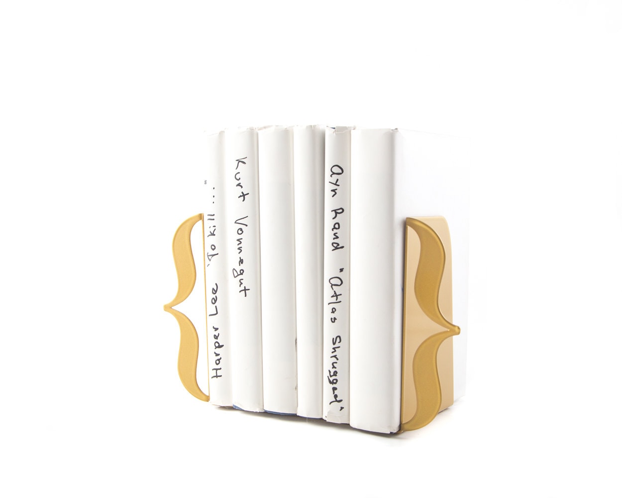 Golden Minimalist Metal Bookends – laser-cut steel, photo 2
