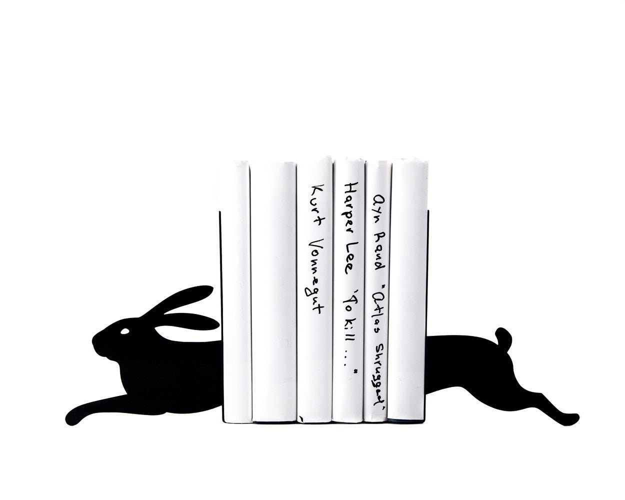 Hare Metal Bookends – black – laser-cut steel, photo 1