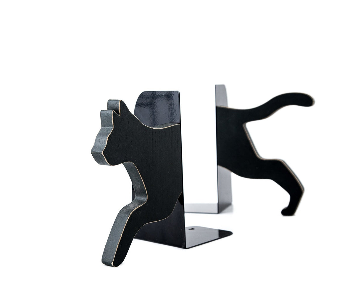 Running Cat Metal Bookends – laser-cut steel, photo 3