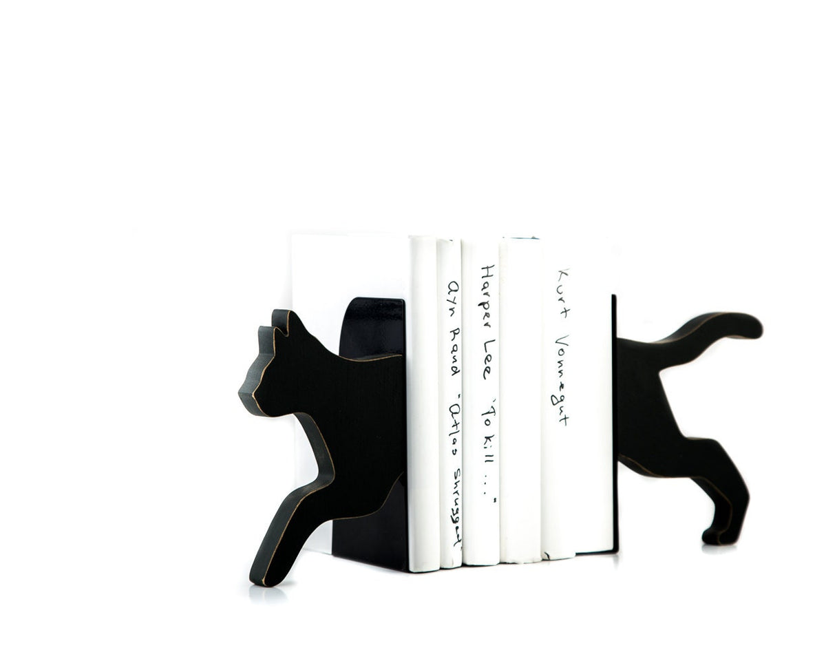 Running Cat Metal Bookends – laser-cut steel, photo 2