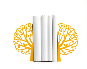 Metal Tree Bookends – yellow – laser-cut steel, photo 1