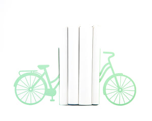 Bike Metal Bookends – mint – laser-cut steel, photo 1