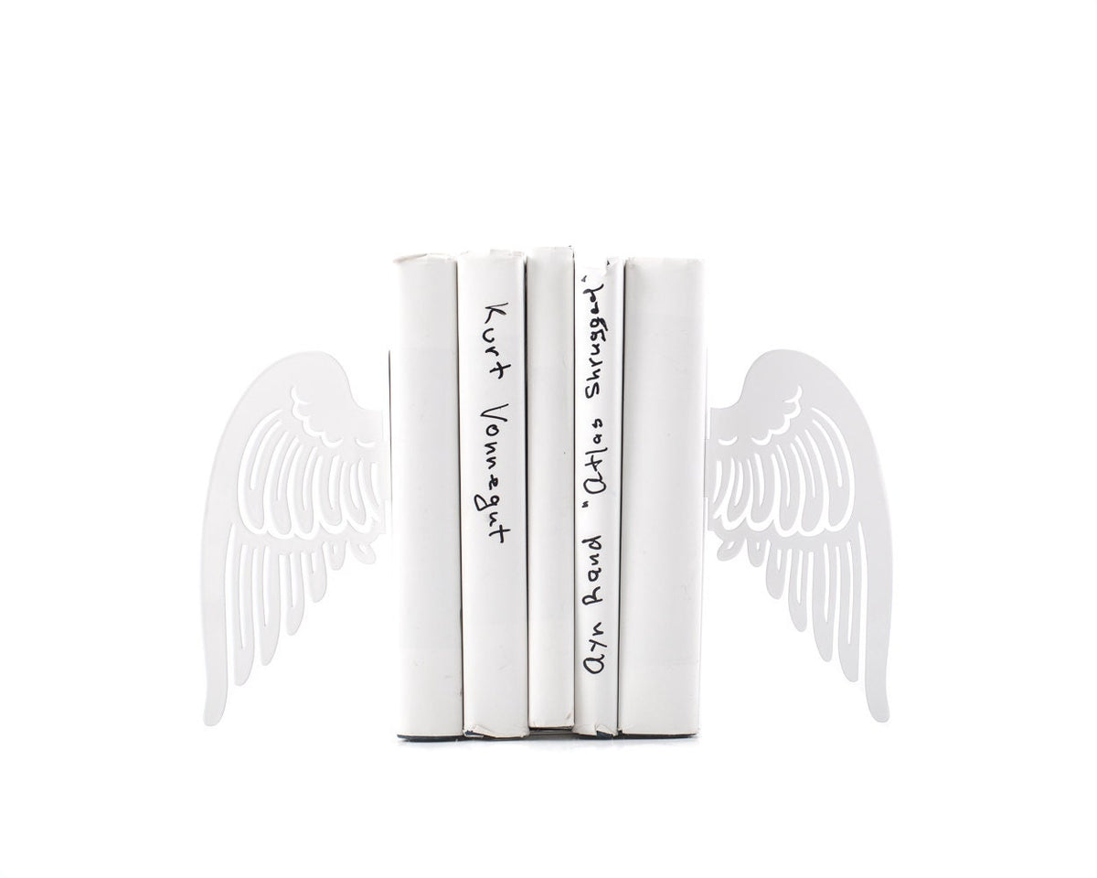 Angel Wings Metal Bookends – laser-cut steel, photo 1