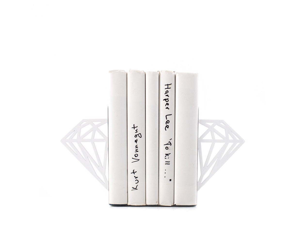 Gold Diamond Metal Bookends – white – laser-cut steel, photo 2